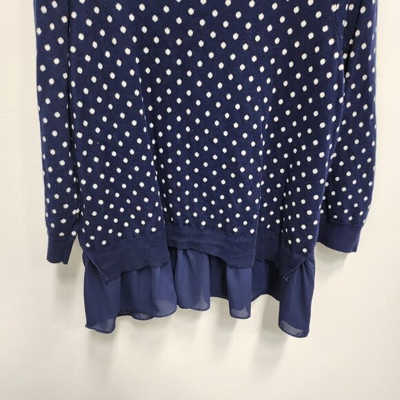 Chaps Blue Polka Dot Mock Layered Chiffon Hem Pullover Sweater Size 2X - Picture 9 of 9